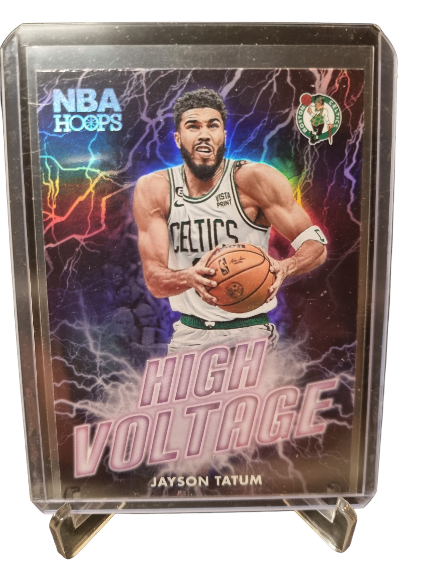 2023-24 Panini Hoops #18 Jayson Tatum High Voltage Holo