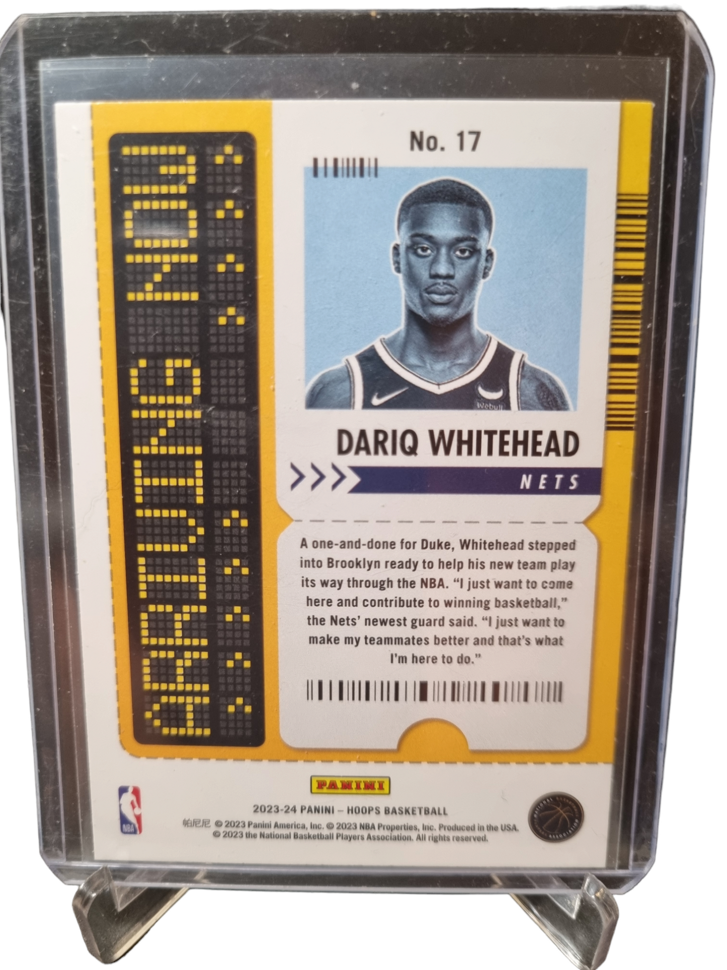 2023-24 Panini Hoops #17 Dariq Whitehead Rookie Card Arriving Now