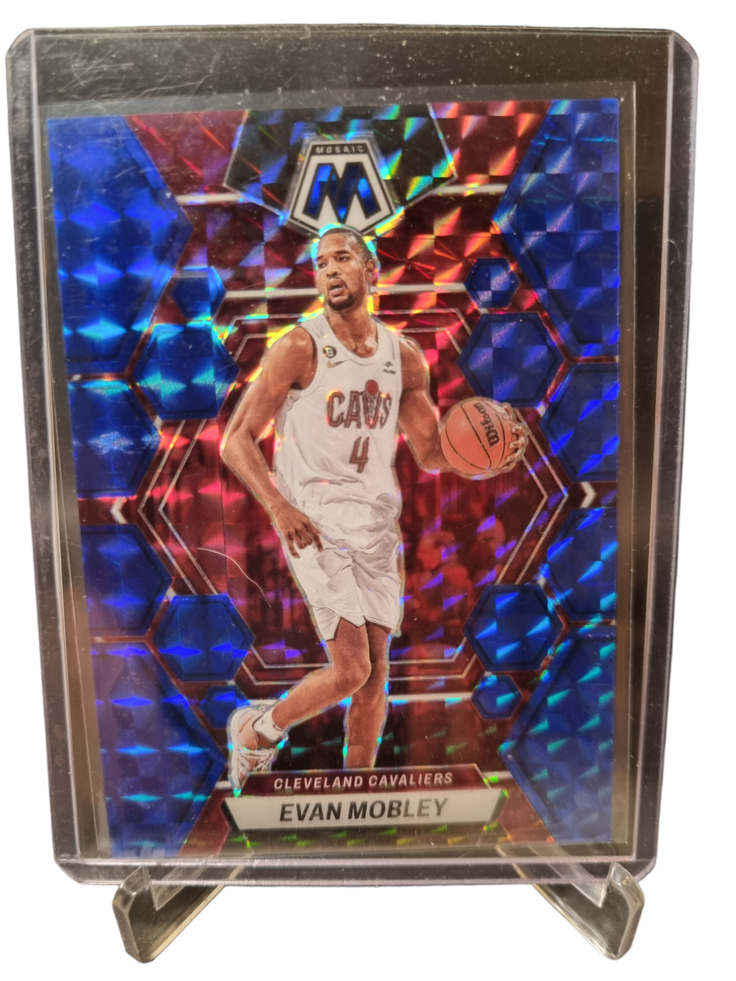 2022-23 Panini Mosaic #85 Evan Mobley Mosaic Blue Prizm 137/199