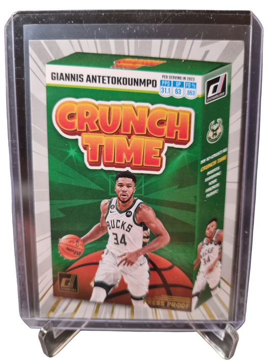 2023-24 Panini Donruss #15 Giannis Antetokounmpo Crunch Time Gold Press Proof