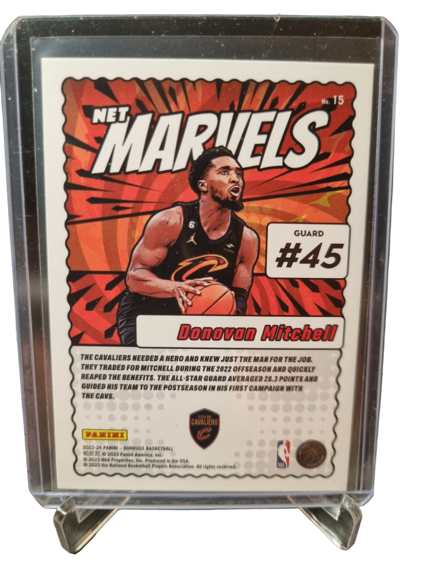 2023-24 Panini Donruss #15 Donovan Mitchell Zero Net Marvels Purple Press Proof