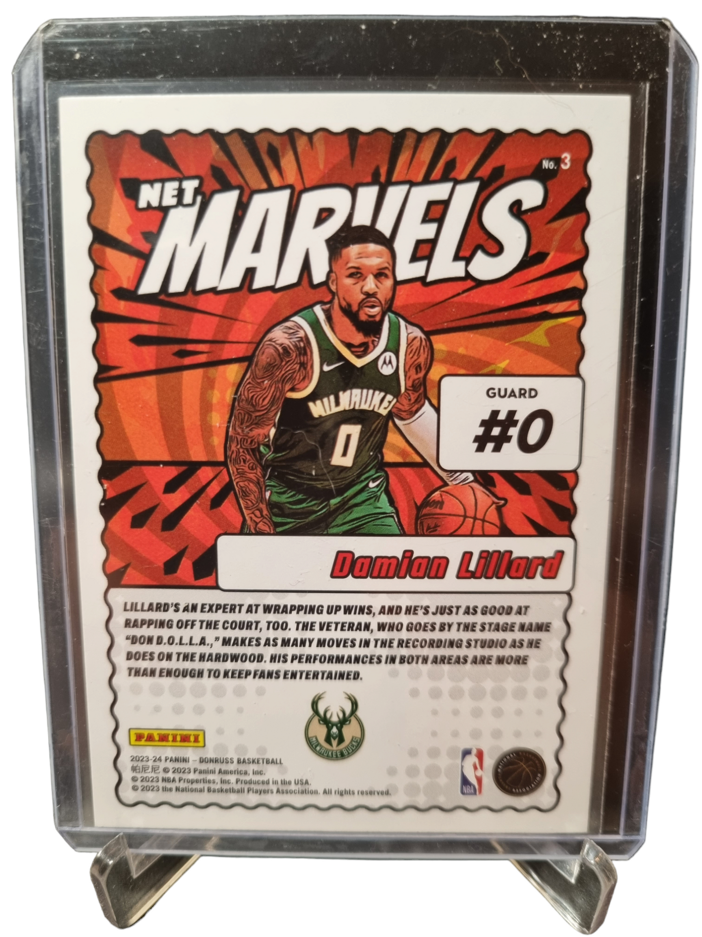 2023-24 Panini Donruss #3 Damian Lillard Net Marvels Gold Press Proof