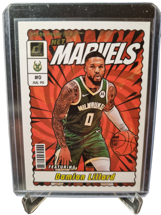 2023-24 Panini Donruss #3 Damian Lillard Net Marvels Gold Press Proof