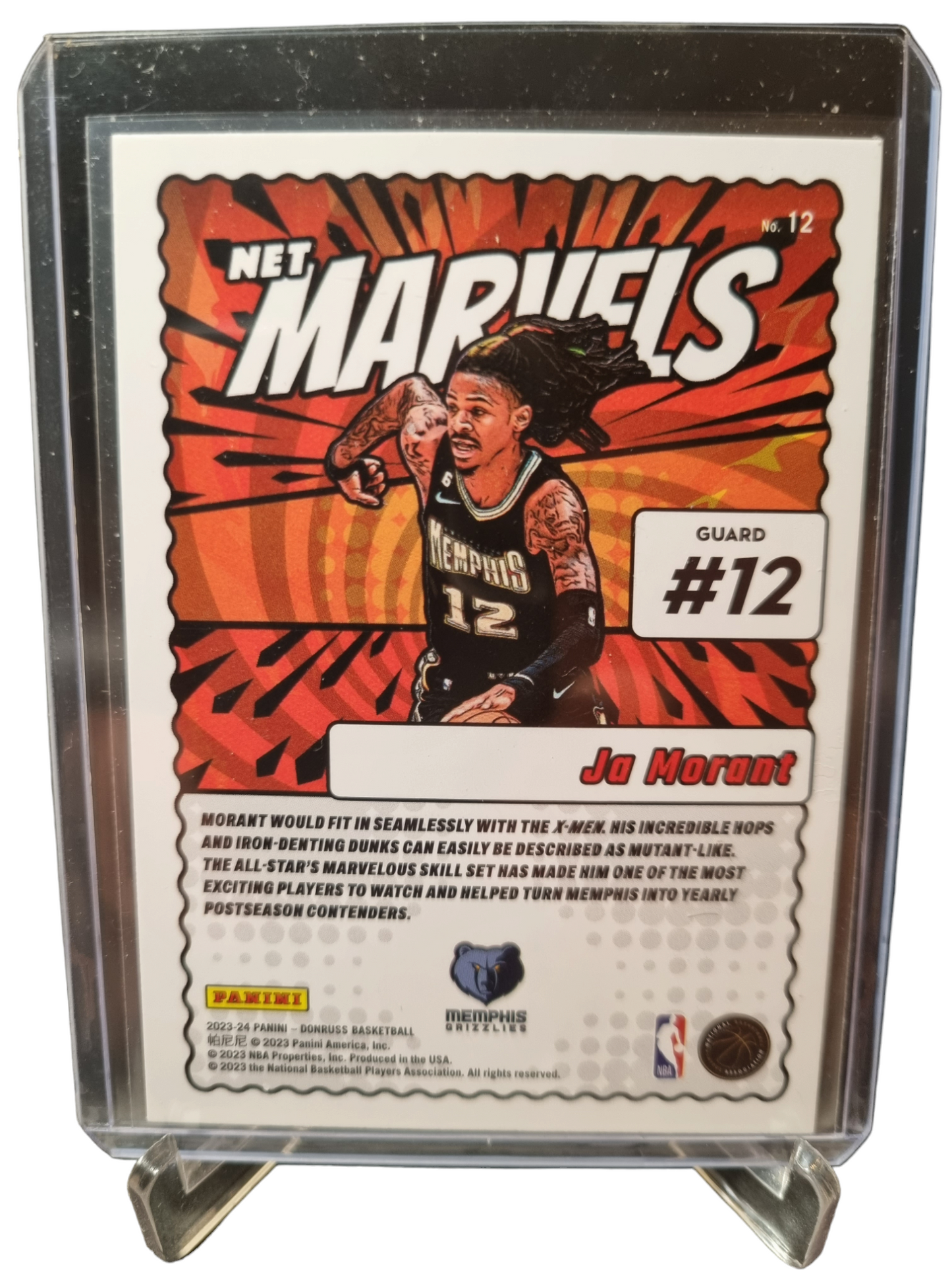 2023-24 Panini Donruss #12 JA Morant Net Marvels Gold Press Proof