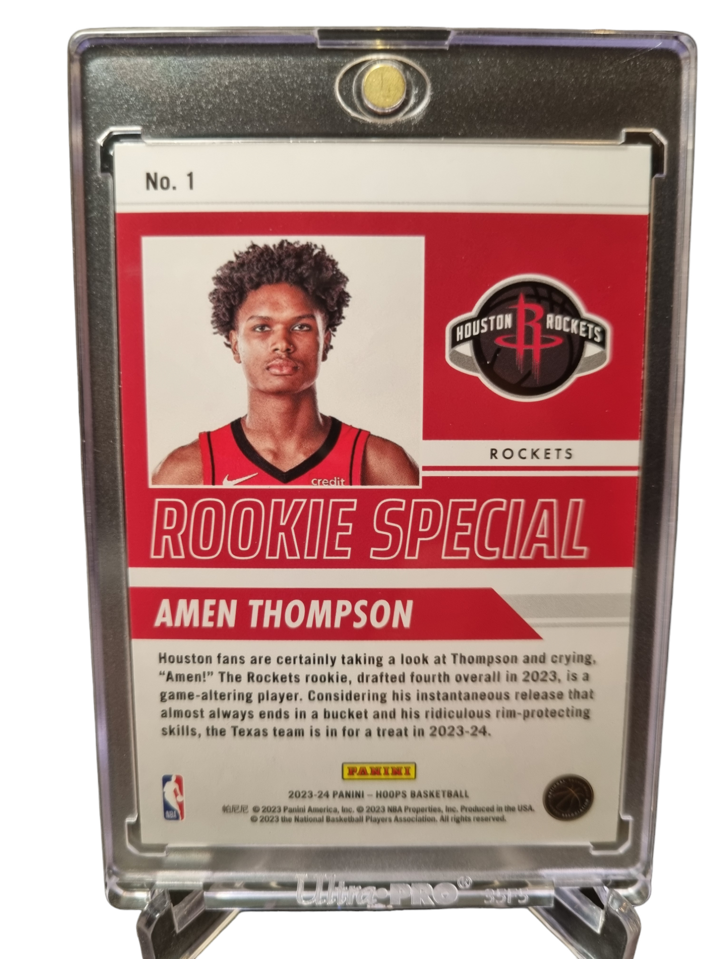 2023-24 Hoops #1 Amen Thompson Rookie Card Rookie Special