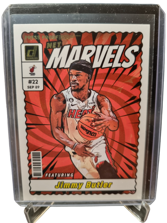 2023-24 Panini Donruss #16 Jimmy Butler Net Marvels Gold Press Proof