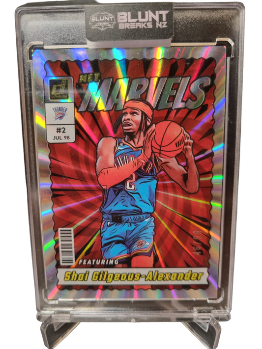 2023-24 Panini Donruss #17 Shai Gilgeous-Alexander Net Marvels SSP Silver Holo Laser 46/99