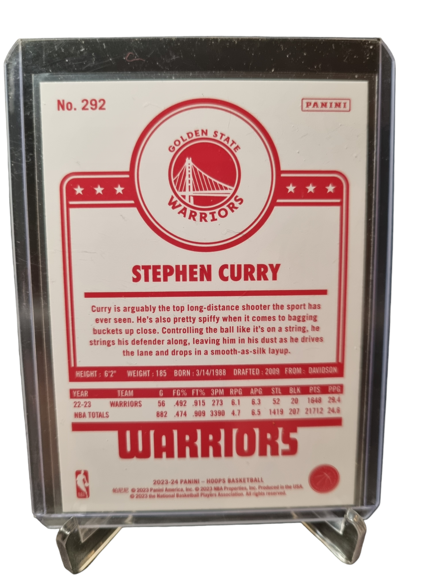 2023-24 Panini Hoops #292 Stephen Curry Red Back