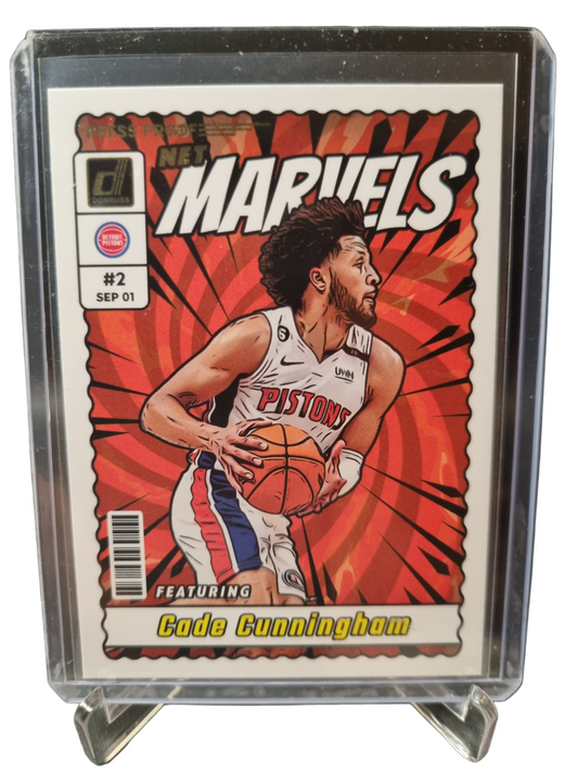 2023-24 Panini Donruss #20 Cade Cunningham Net Marvels Gold Press Proof