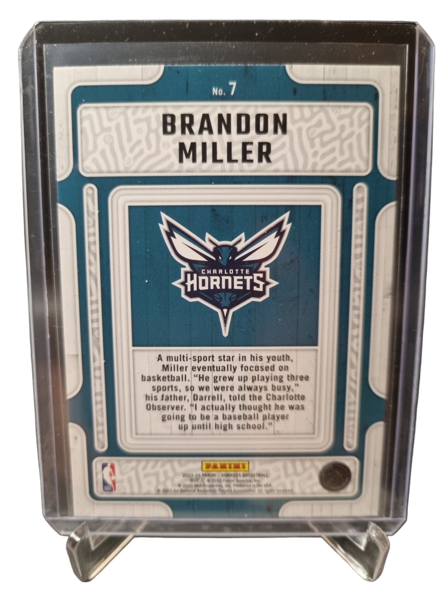 2023-24 Panini Donruss #7 Brandon Miller Rookie Card Hardwood Masters