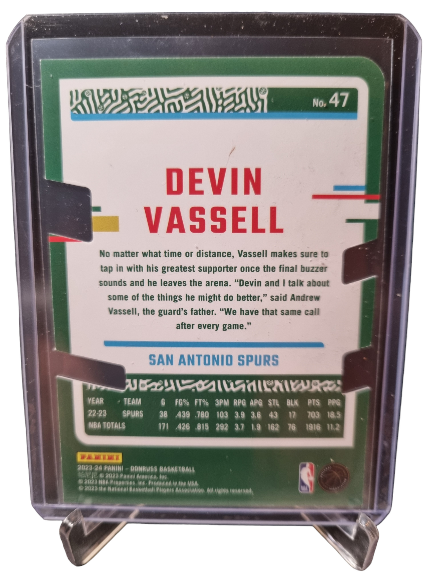 2023-24 Panini Donruss #47 Devin Vassell Silver Holo Press Proof Die Cut 15/25