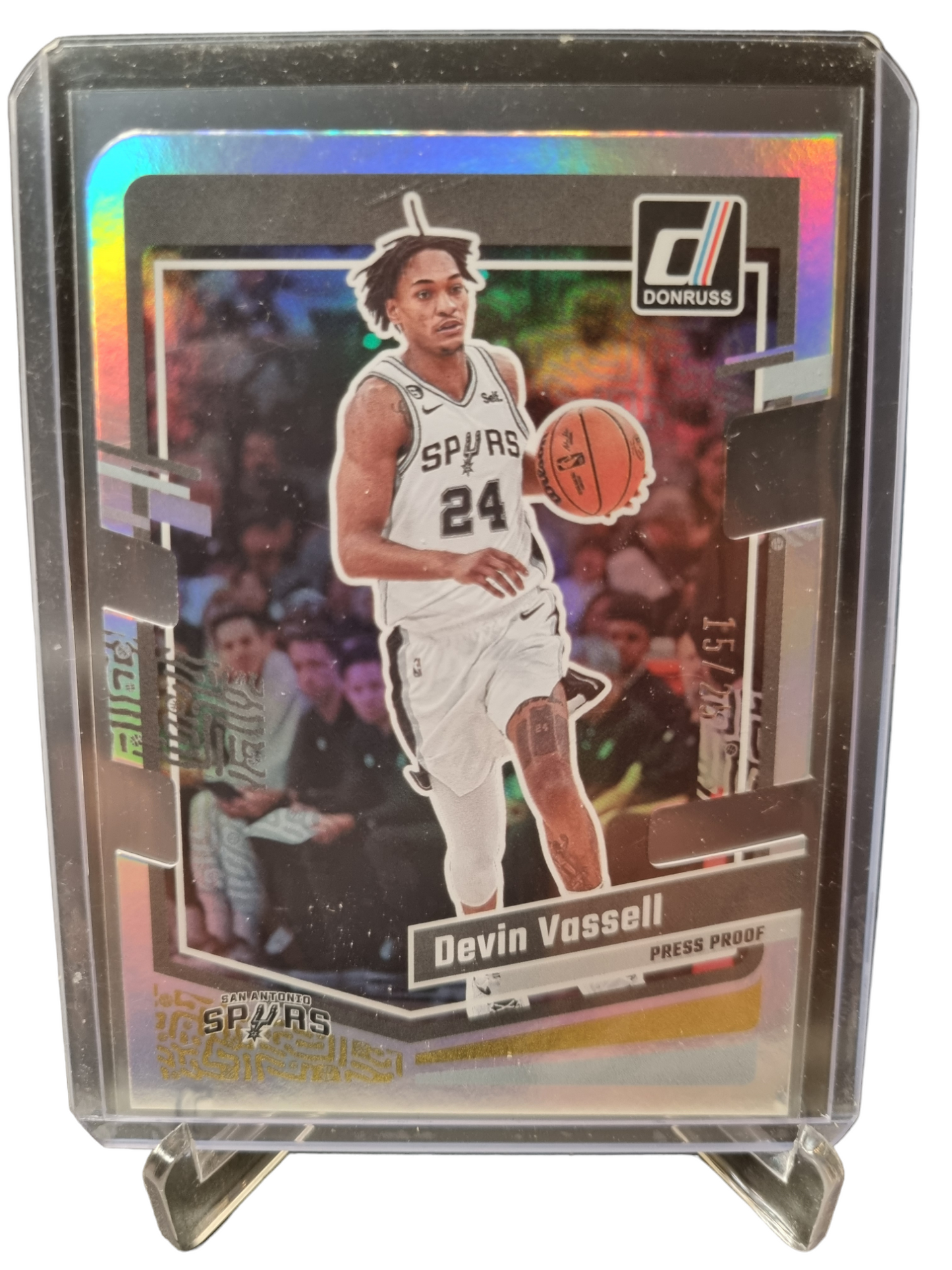 2023-24 Panini Donruss #47 Devin Vassell Silver Holo Press Proof Die Cut 15/25