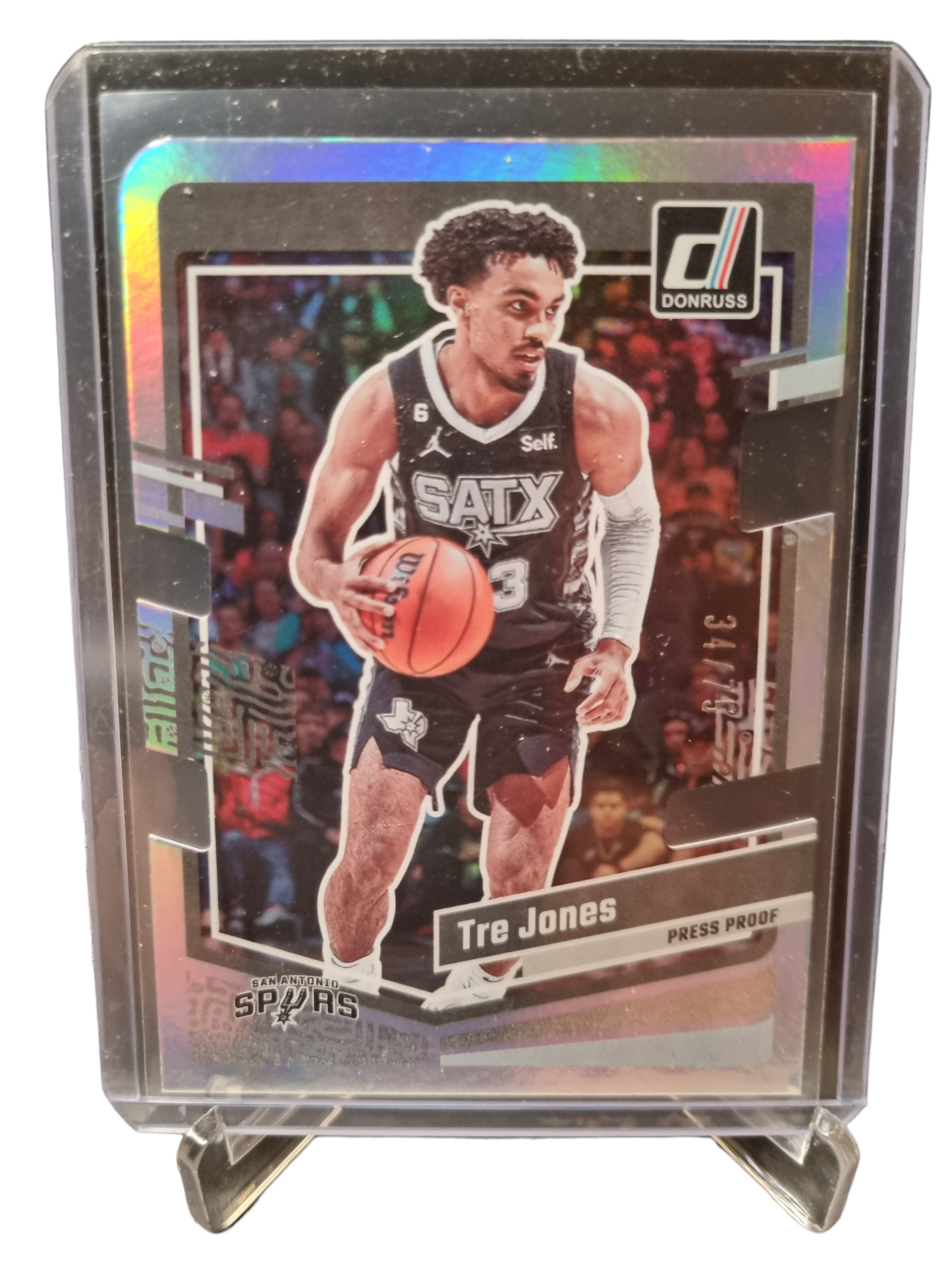 2023-24 Panini Donruss #161 Tre Jones Silver Holo Press Proof Die Cut 34/75