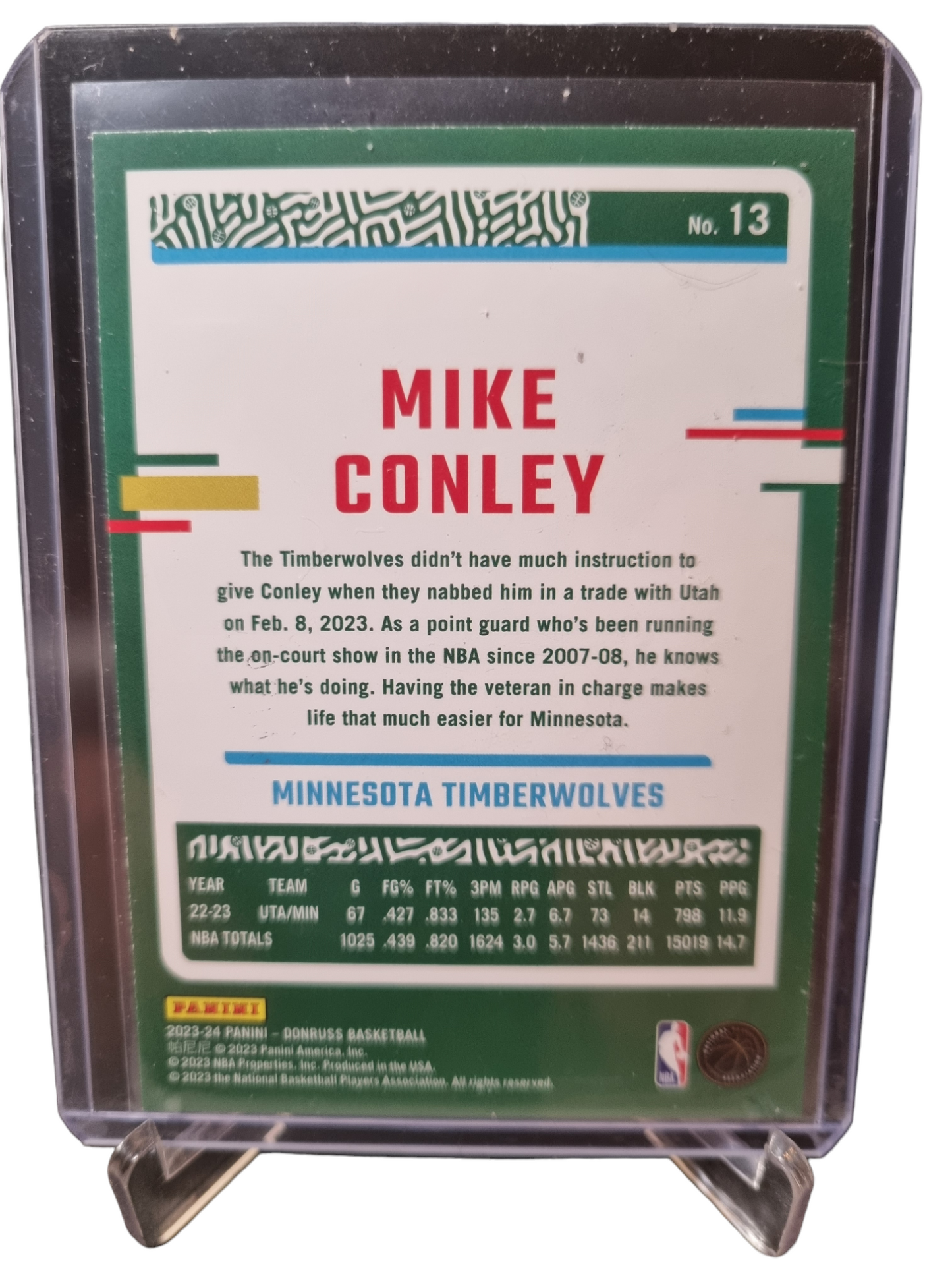 2023-24 Panini Donruss #13 Mike Conley Red Laser 61/99