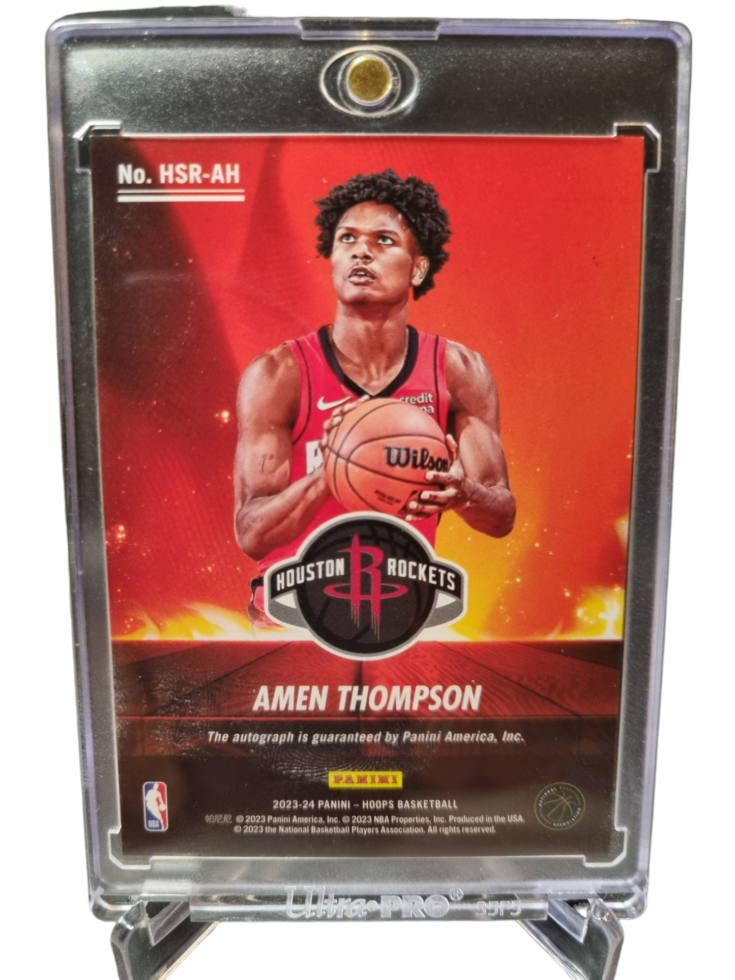 2023-24 Hoops #HSR-AH Amen Thompson Rookie Card Hot Signatures Autograph