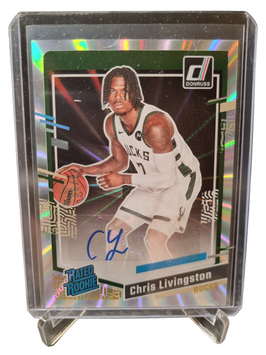 2023-24 Panini Donruss #261 Chris Livingston Rated Rookie Silver Laser Holo Autograph 88/99