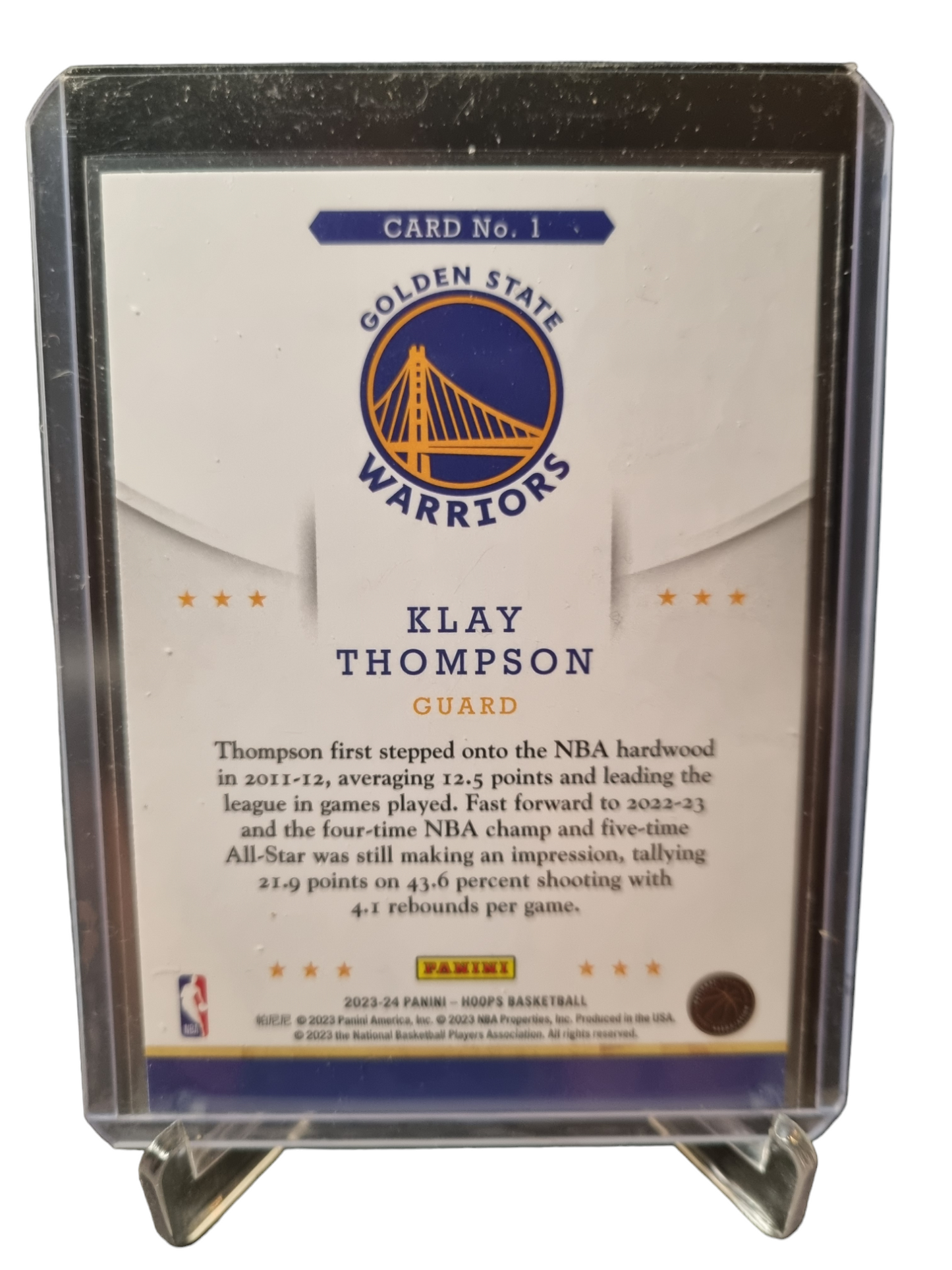 2023-24 Panini Hoops #1 Klay Thompson Holo