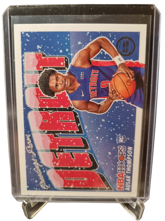 2023-24 Hoops Winter #13 Ausar Thompson Rookie Card Greetings From Detroit