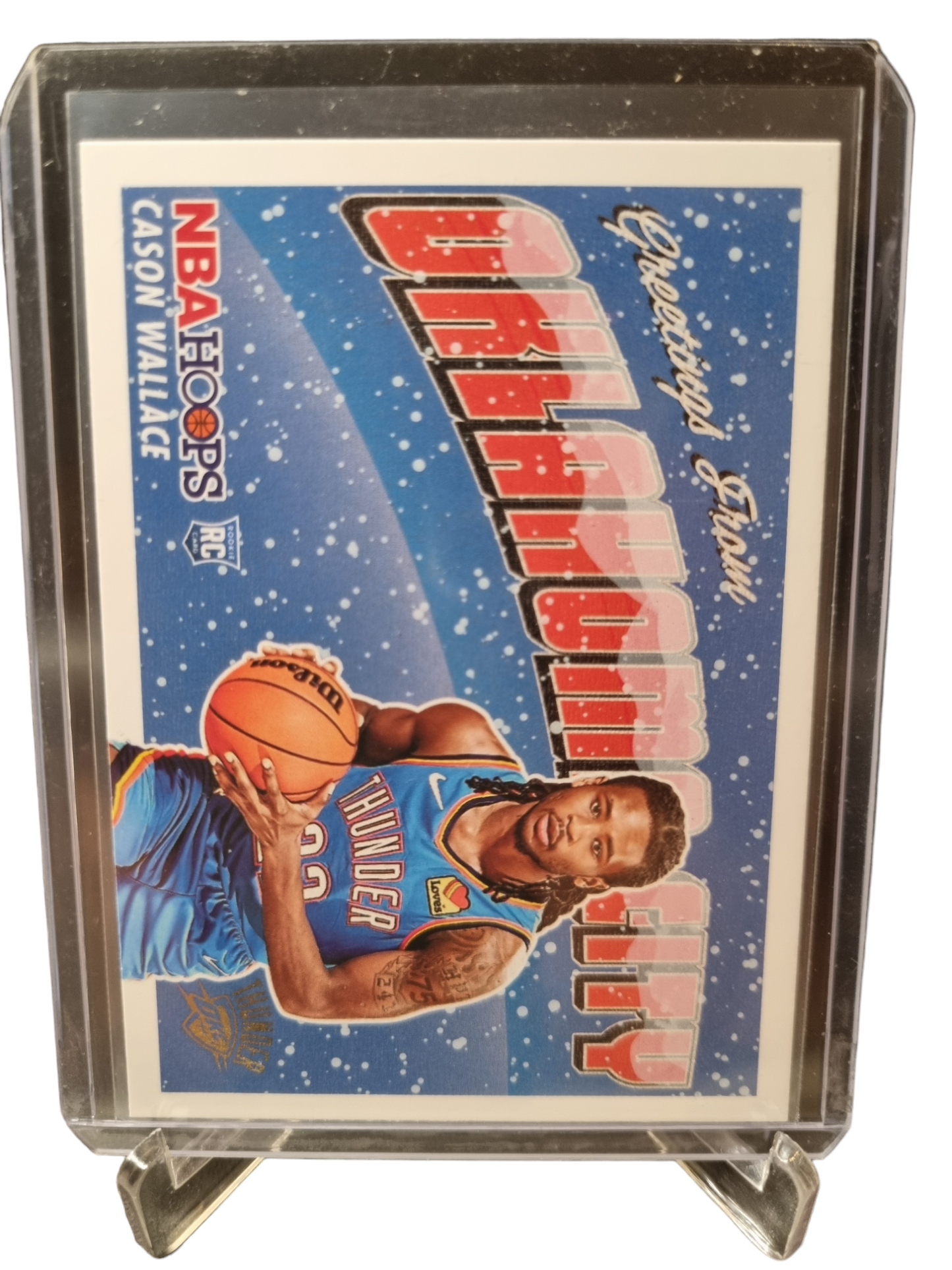 2023-24 Panini Hoops Winter #10 Cason Wallace Rookie Card Greetings From Oklahoma City