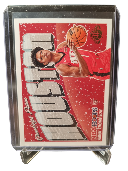 2023-24 Hoops Winter #8 Amen Thompson Rookie Card Greetings From Houston