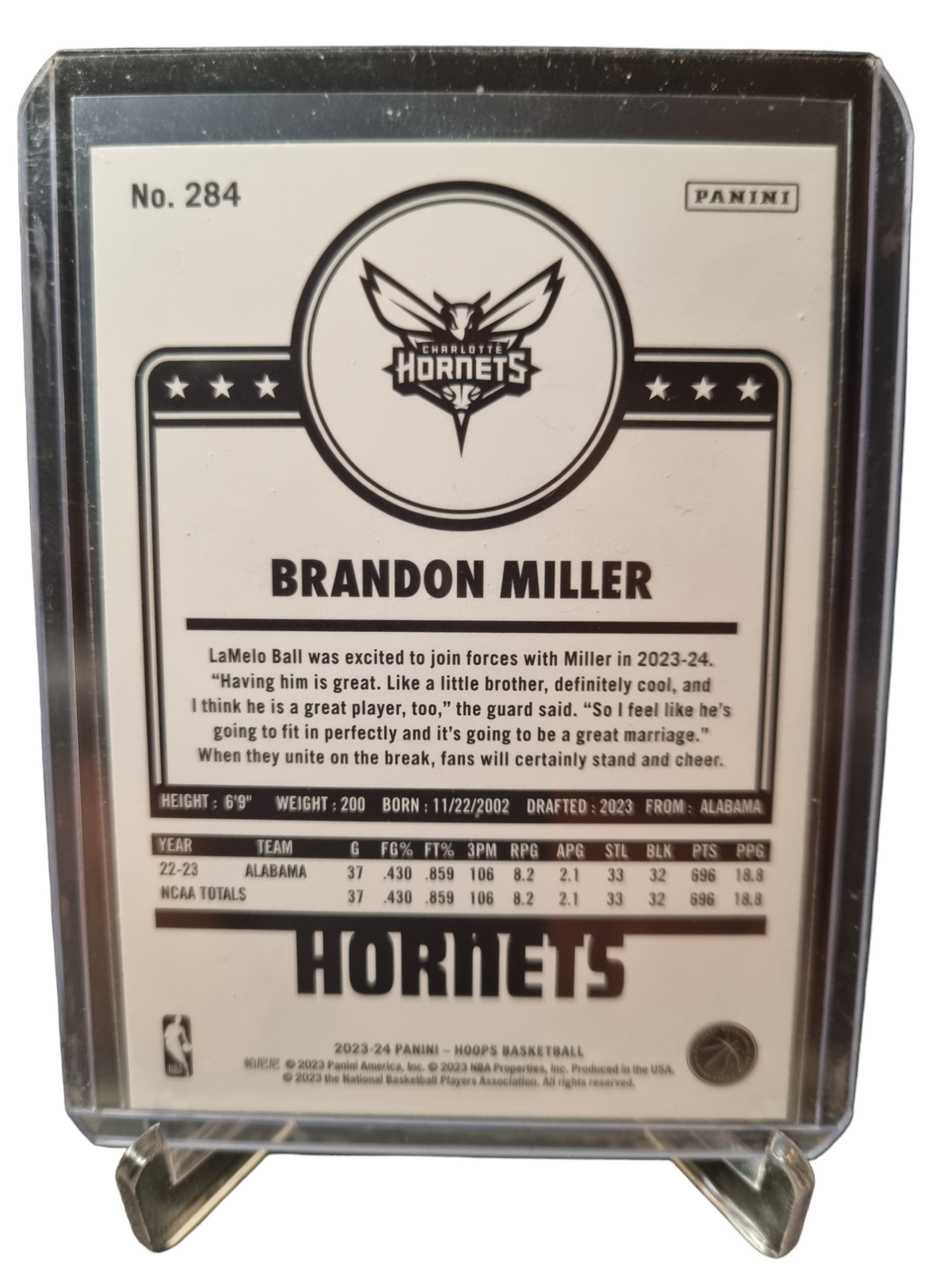 2023-24 Panini Hoops Winter #284 Brandon Miller Rookie Card