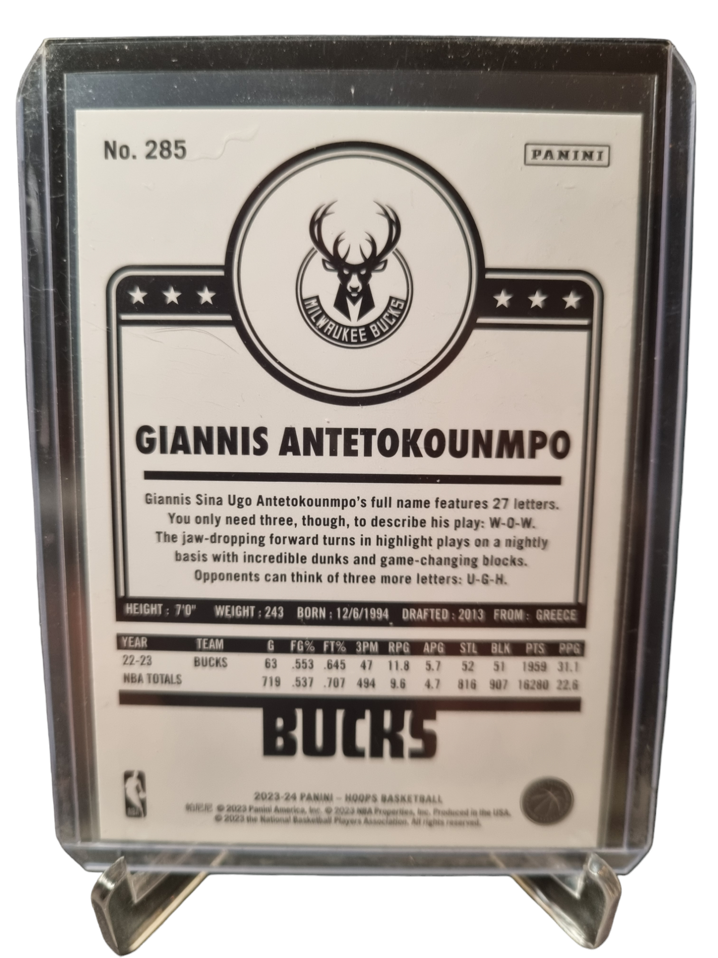 2023-24 Panini Hoops Winter #285 Giannis Antetokounmpo