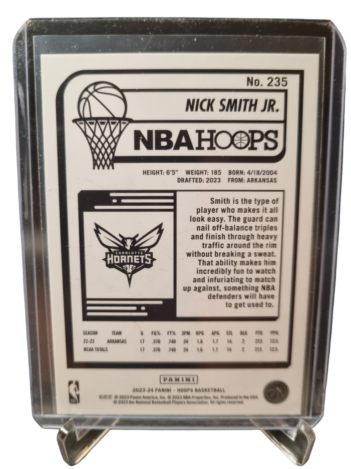 2023-24 Panini Hoops Winter #235 Nick Smith JR Rookie Card Purple