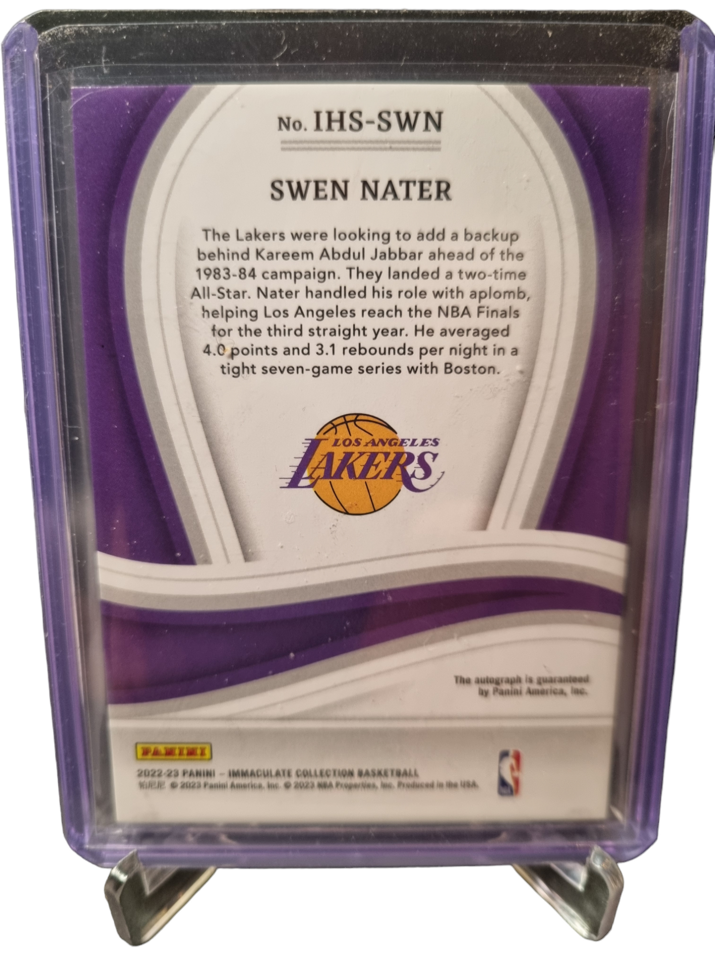 2022-23 Panini Immaculate #IHS-SWN Swen Nater Autograph 14/25