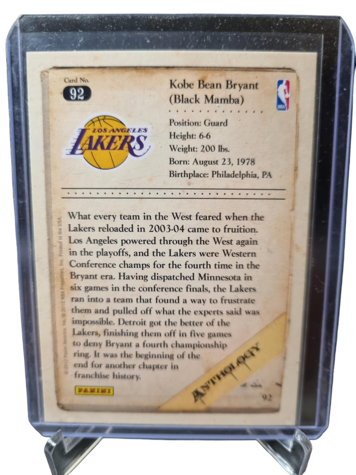 2012 Panini #92 Kobe Bryant Anthology