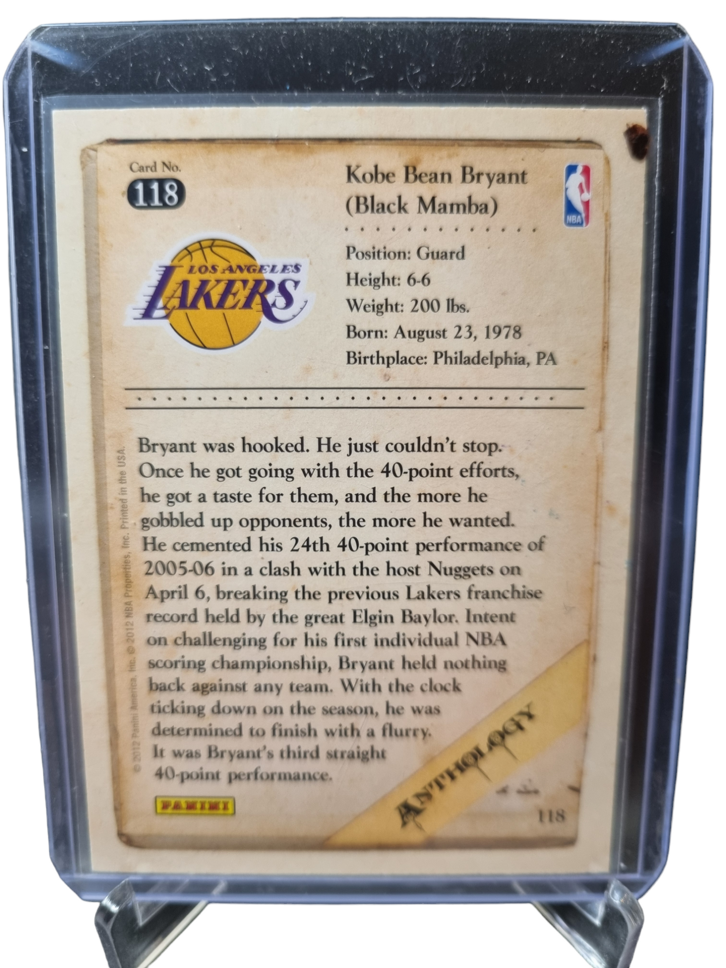 2012 Panini #118 Kobe Bryant Anthology