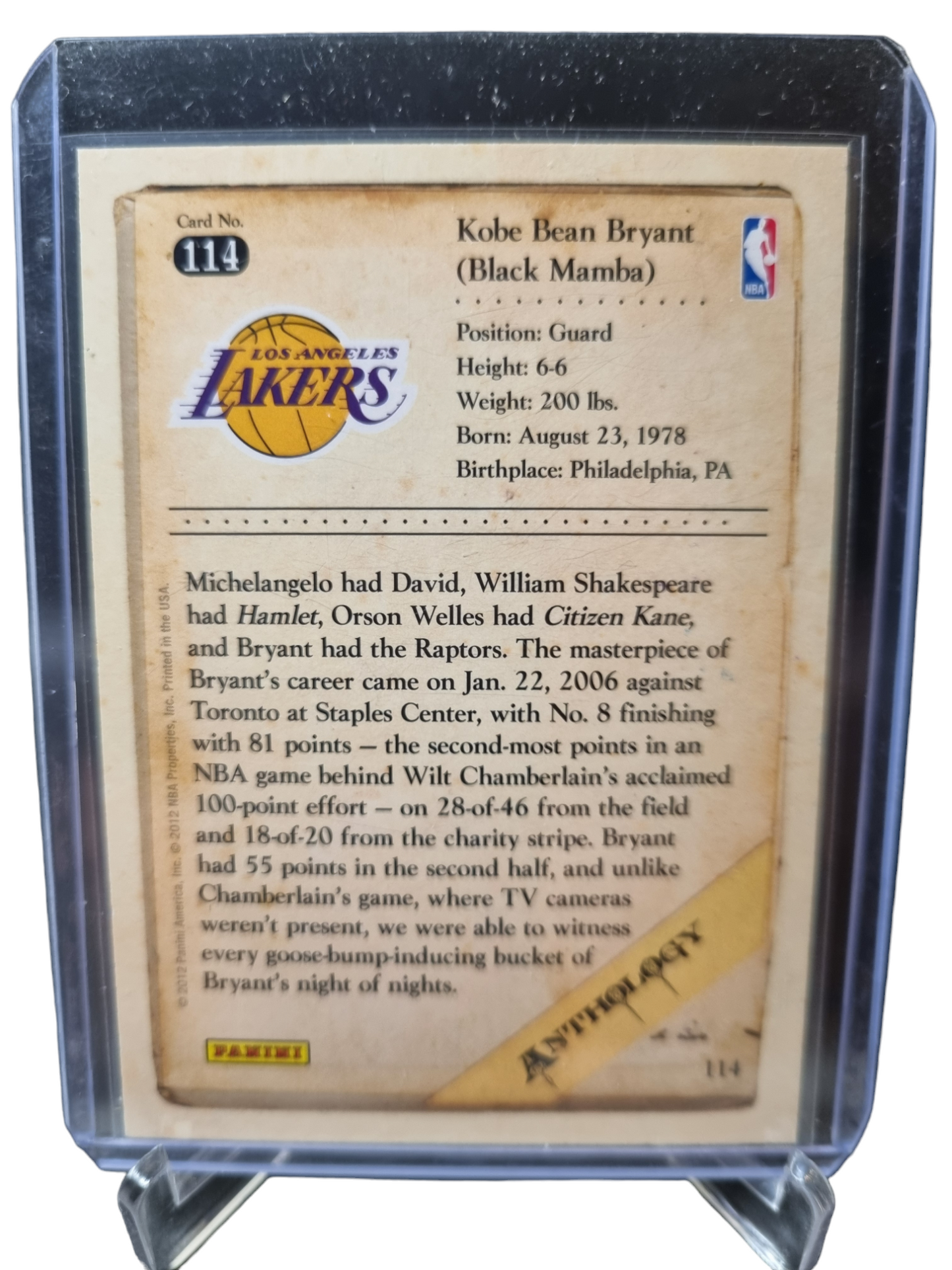 2012 Panini #114 Kobe Bryant Anthology