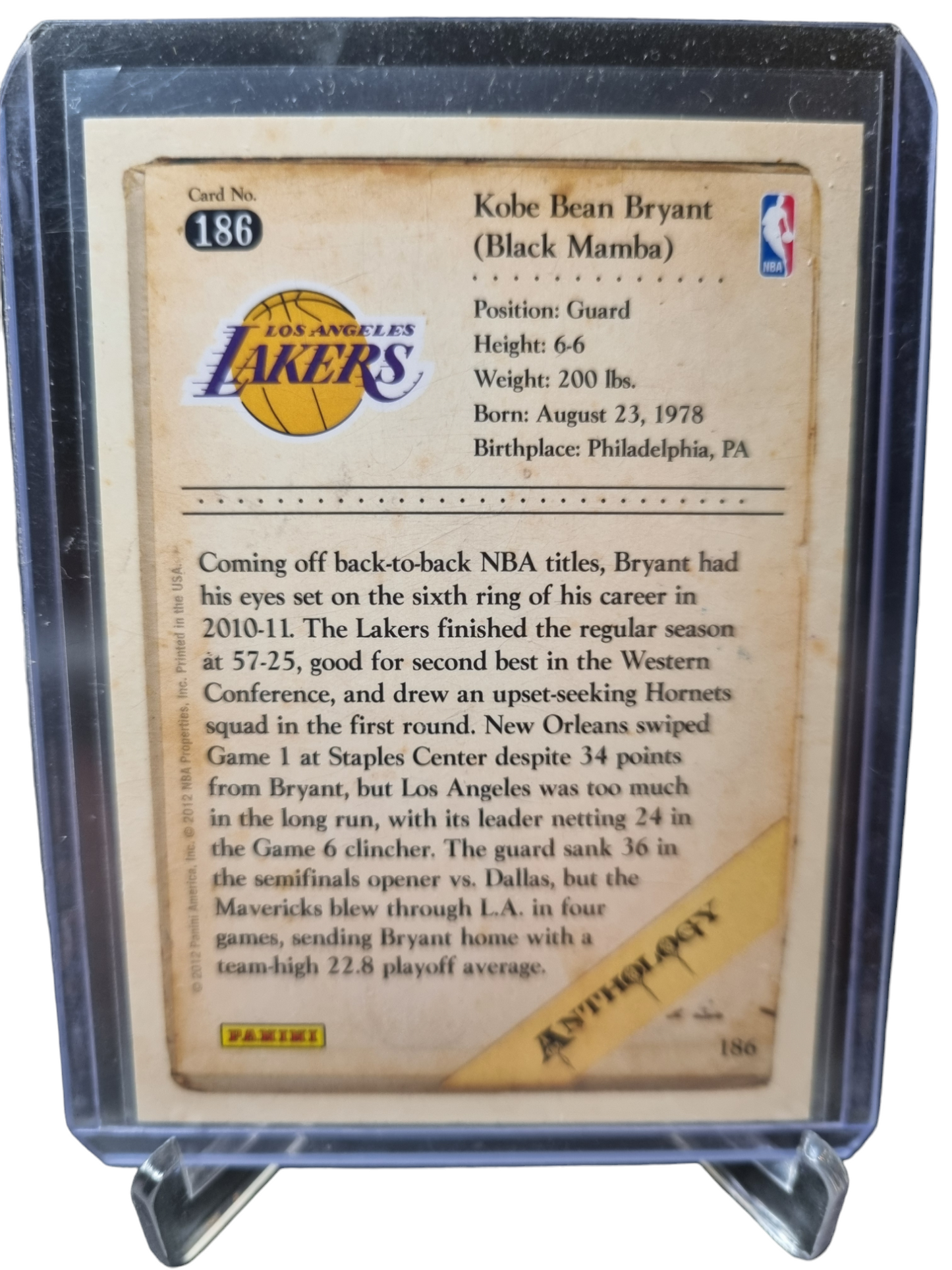 2012 Panini #186 Kobe Bryant Anthology