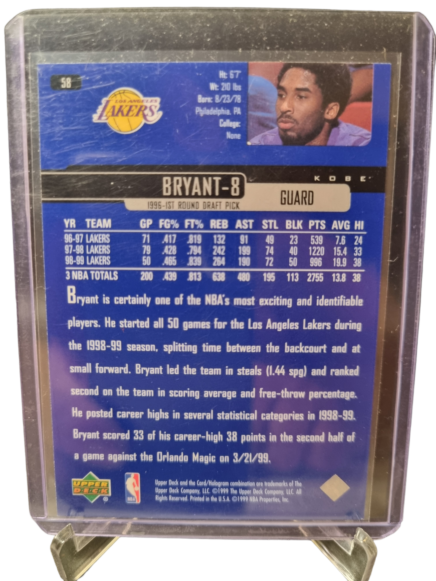 1999 Upper Deck #58 Kobe Bryant