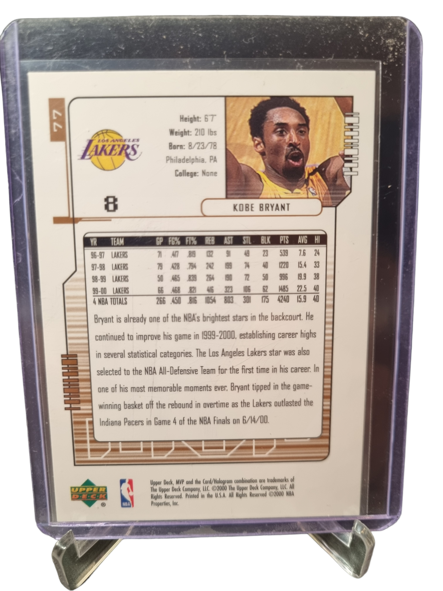 2000 Upper Deck #77 Kobe Bryant MVP