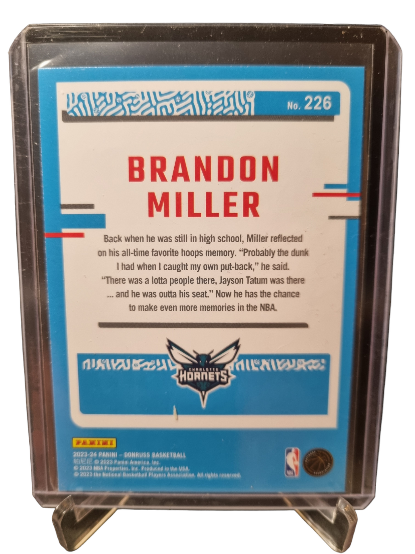 2023-24 Panini Donruss #226 Brandon Miller Rookie Card Rated Rookie