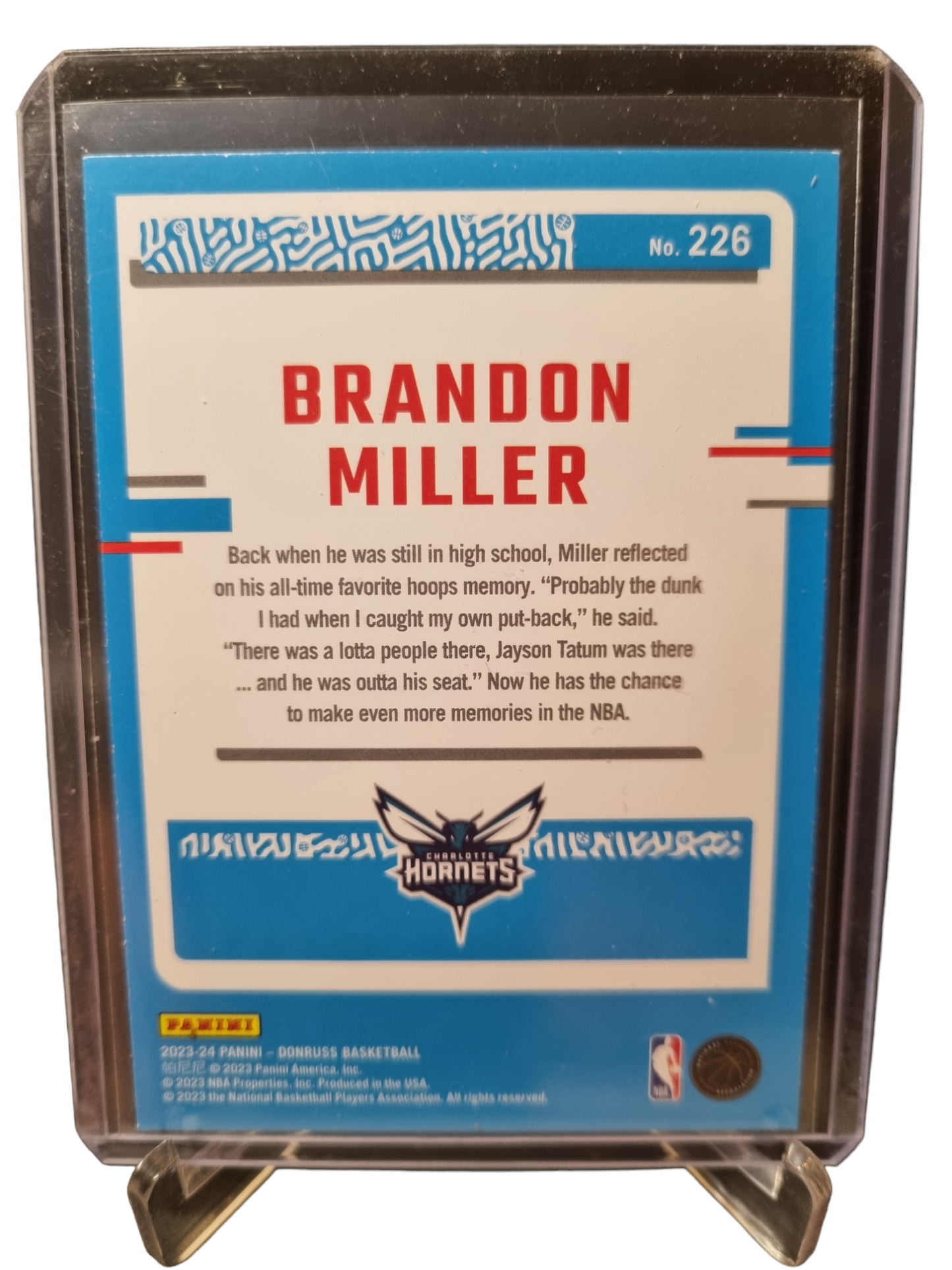 2023-24 Panini Donruss Choice #226 Brandon Miller Rookie Card Rated Rookie