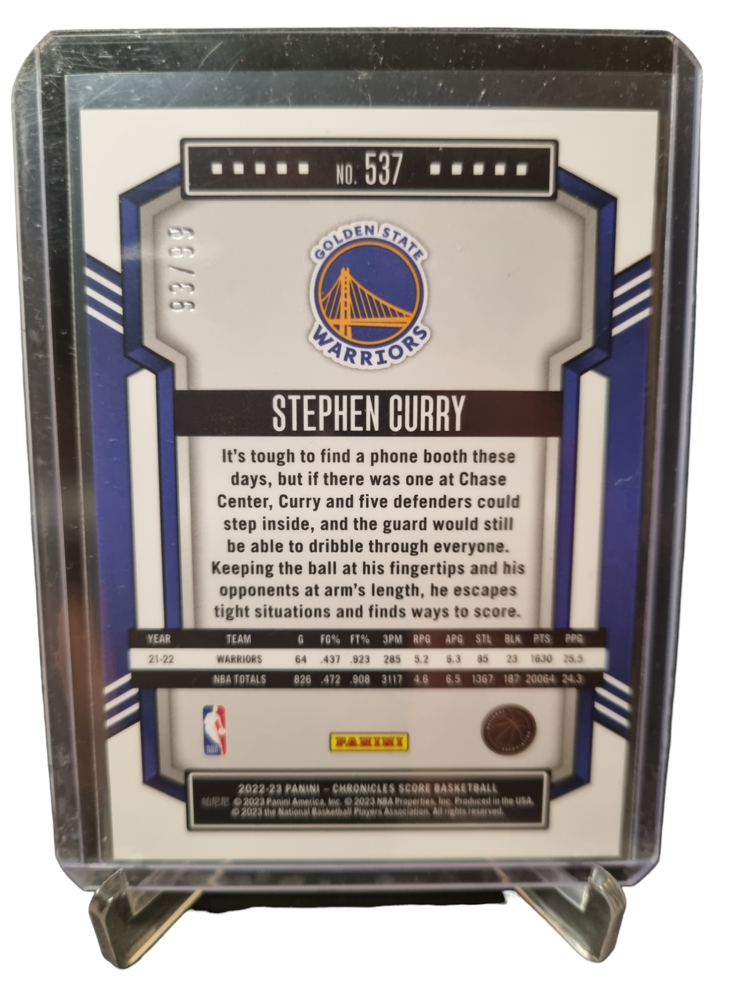 2022-23 Panini Chronicles #537 Stephen Curry Score Blue Prizm 93/99