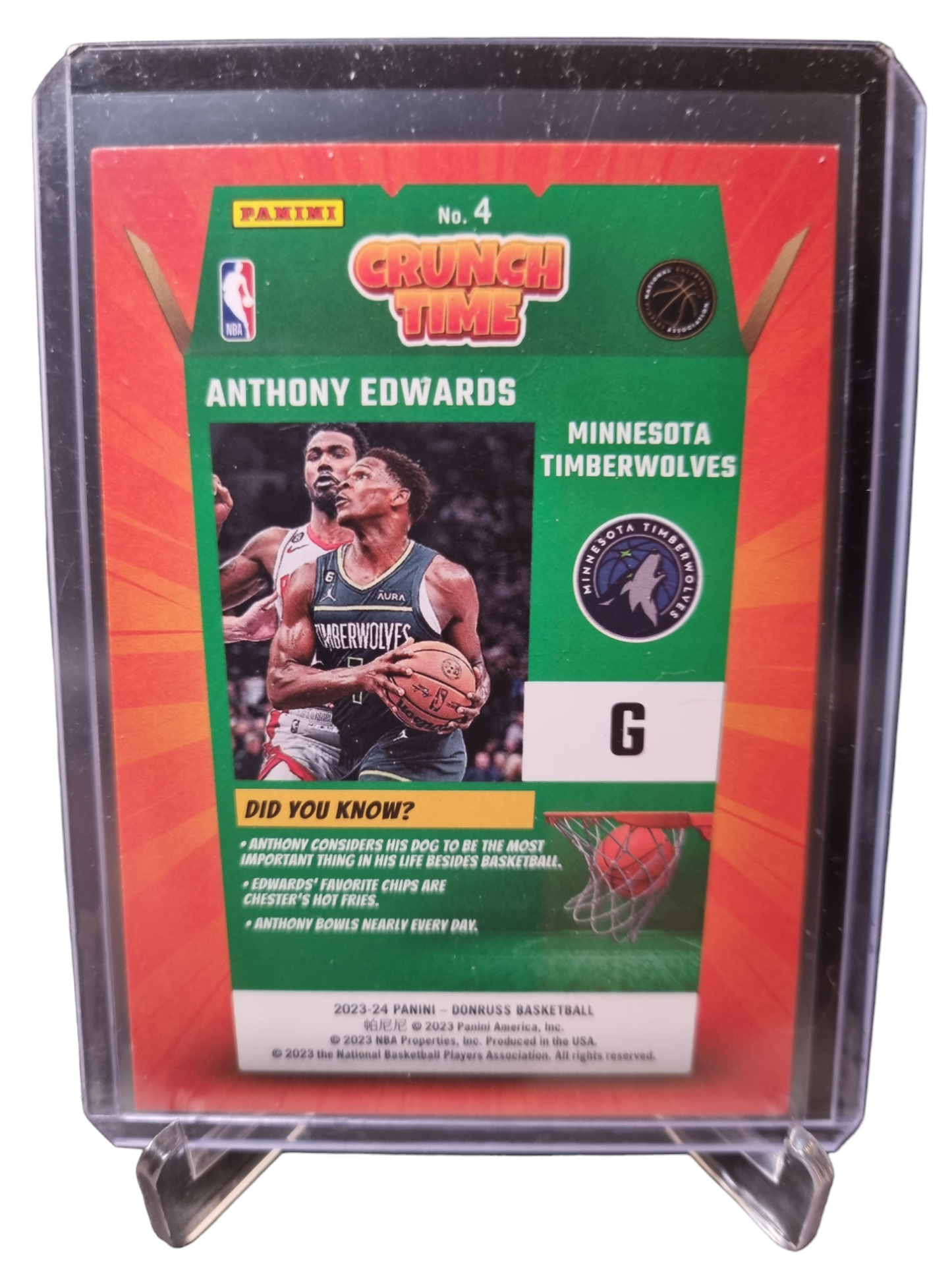 2023-24 Panini Donruss #4 Anthony Edwards Crunch Time Purple Press Proof