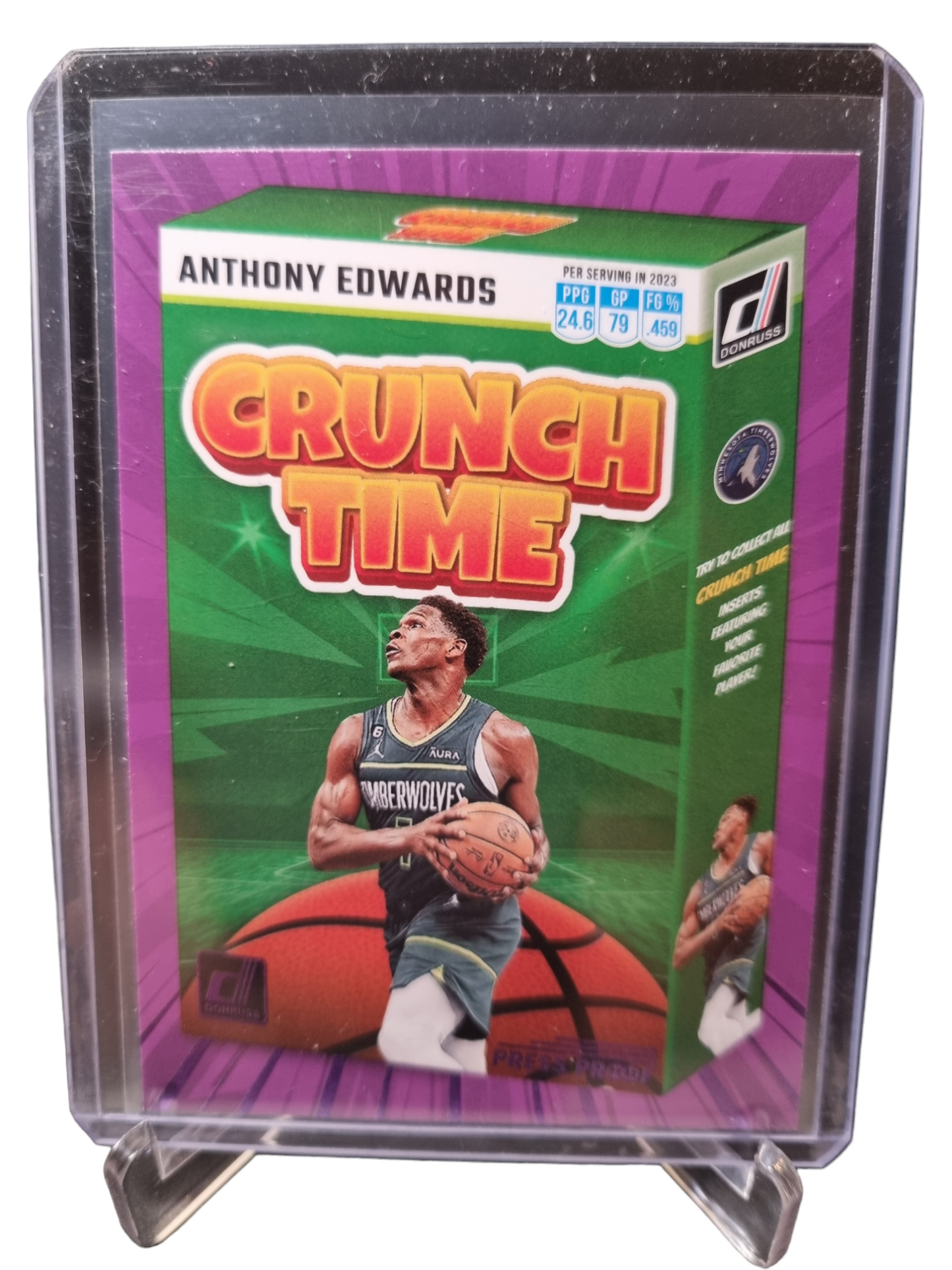 2023-24 Panini Donruss #4 Anthony Edwards Crunch Time Purple Press Proof