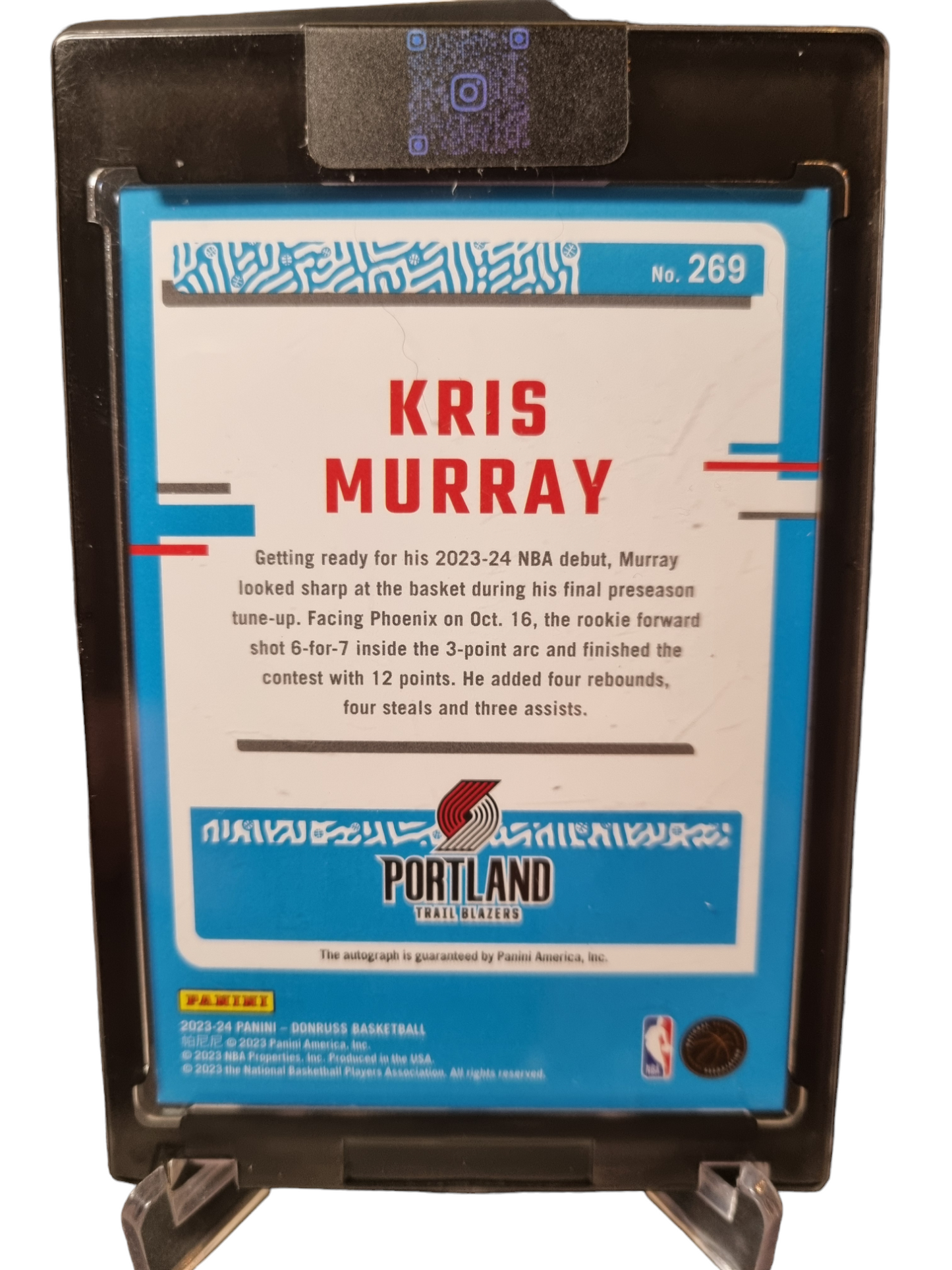 2023-24 Panini Donruss Choice #269 Kris Murray Rookie Card Gold Rated Rookie Autograph 03/10