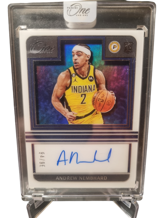 2022-23 Panini One and One Encased #RA-ANE Andrew Nembhard Rookie on Card Autograph 94/99