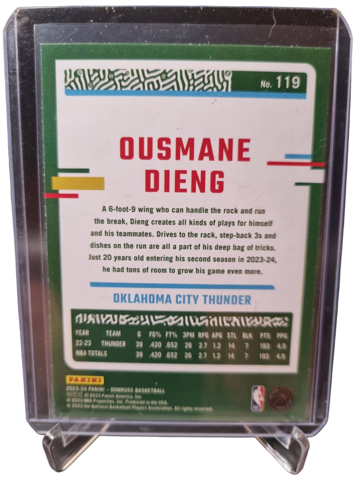 2023-24 Panini donruss #119 Ousmane Dieng Green Laser Holo