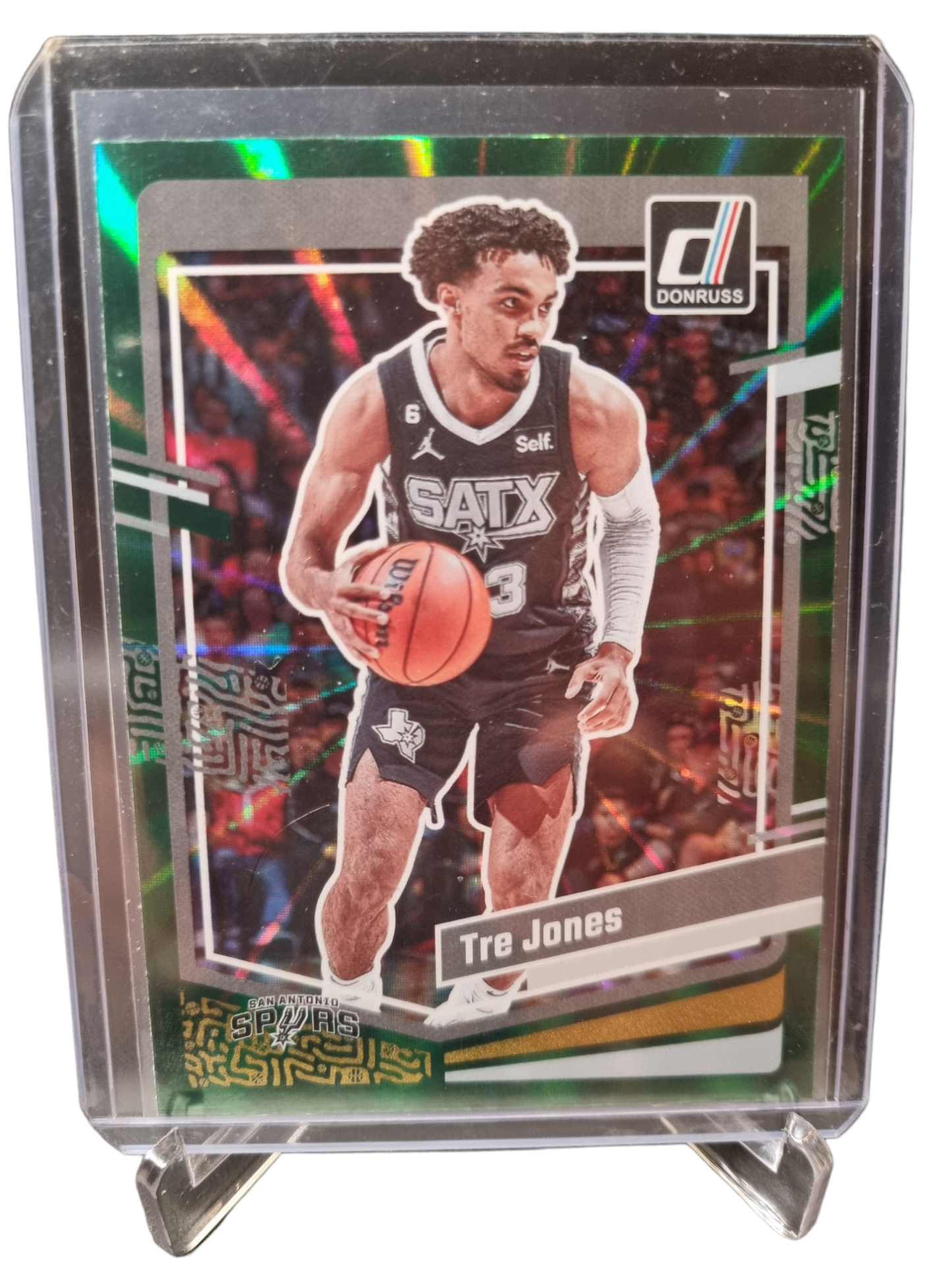 2023-24 Panini Donruss #161 Tre Jones Green Laser Holo