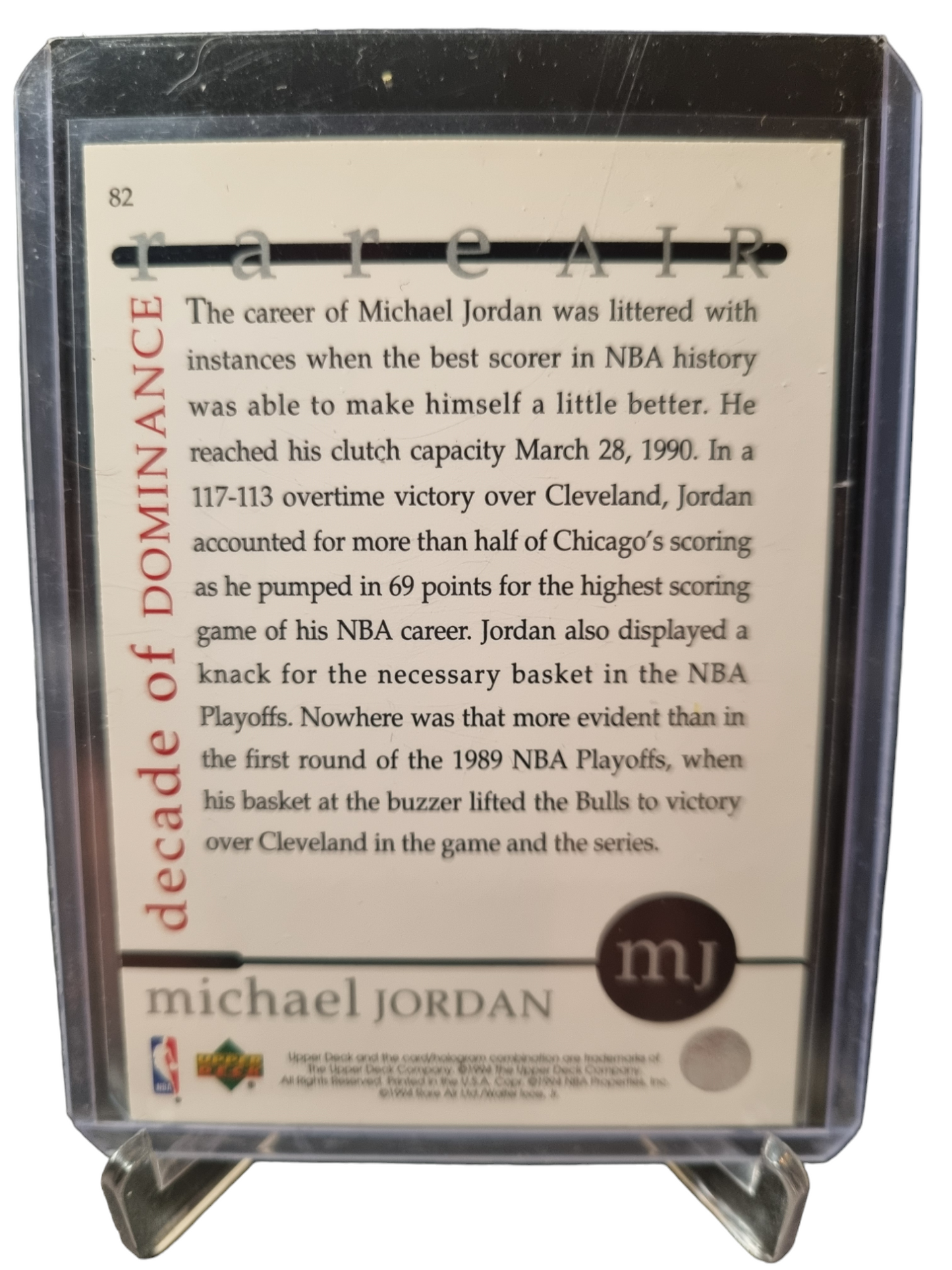 1994 Upper Deck #82 Michael Jordan Decade Of Dominance