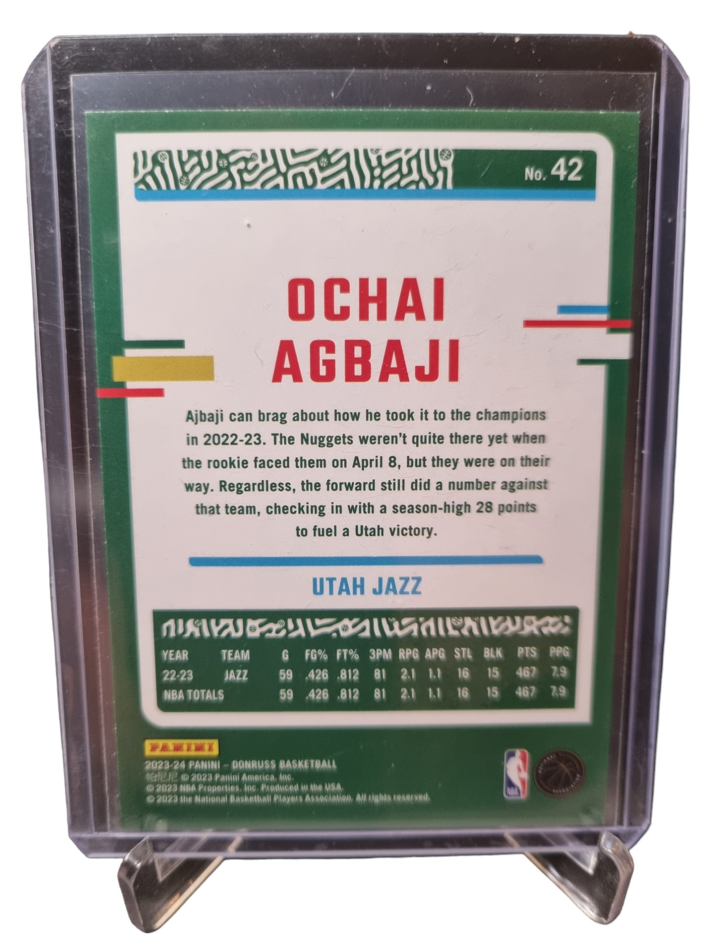 2023-24 Panini Donruss #42 Ochai Agbaji Press Proof