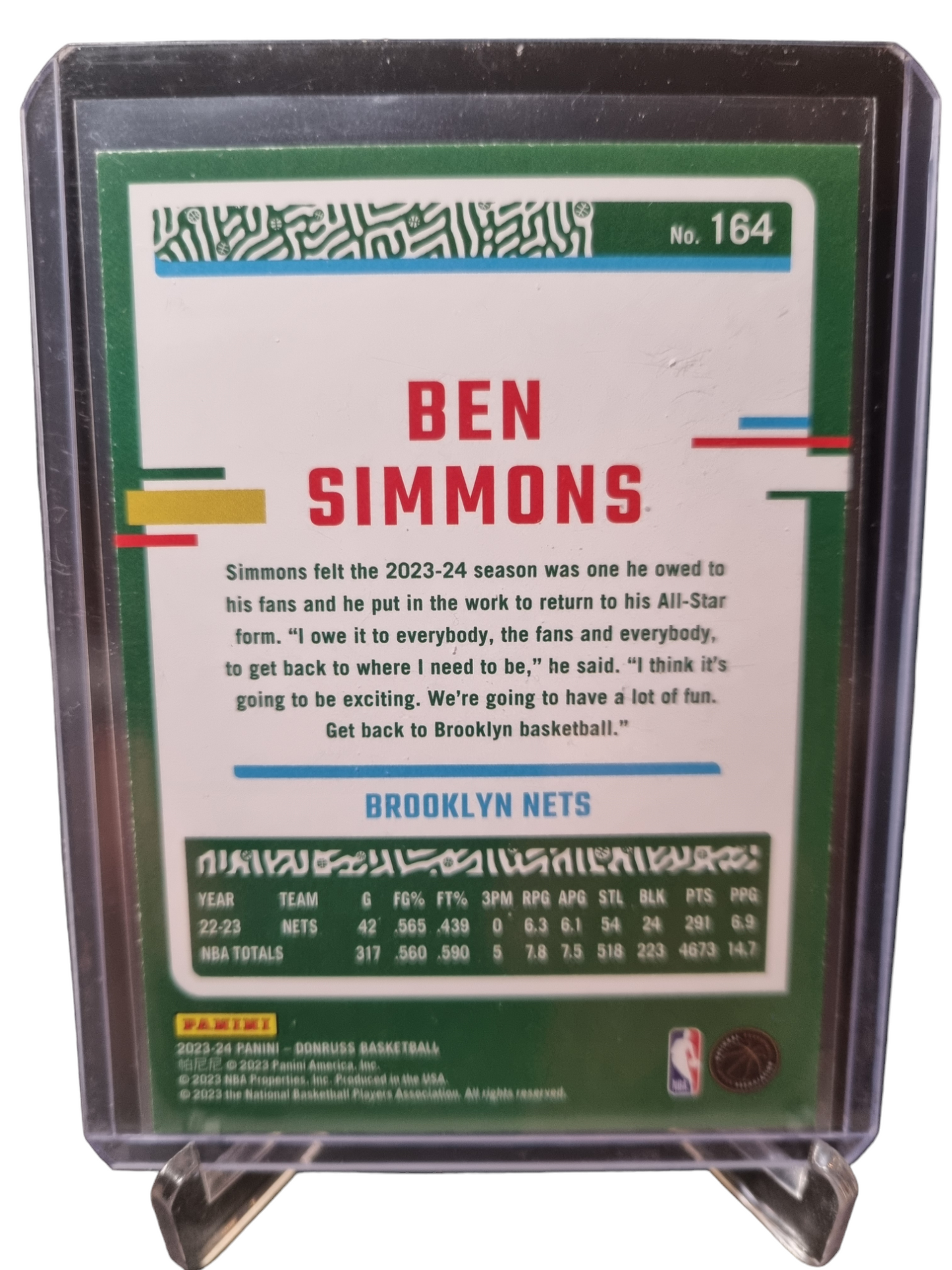 2023-24 Panini Donruss #164 Ben Simmons Press Proof 187/199