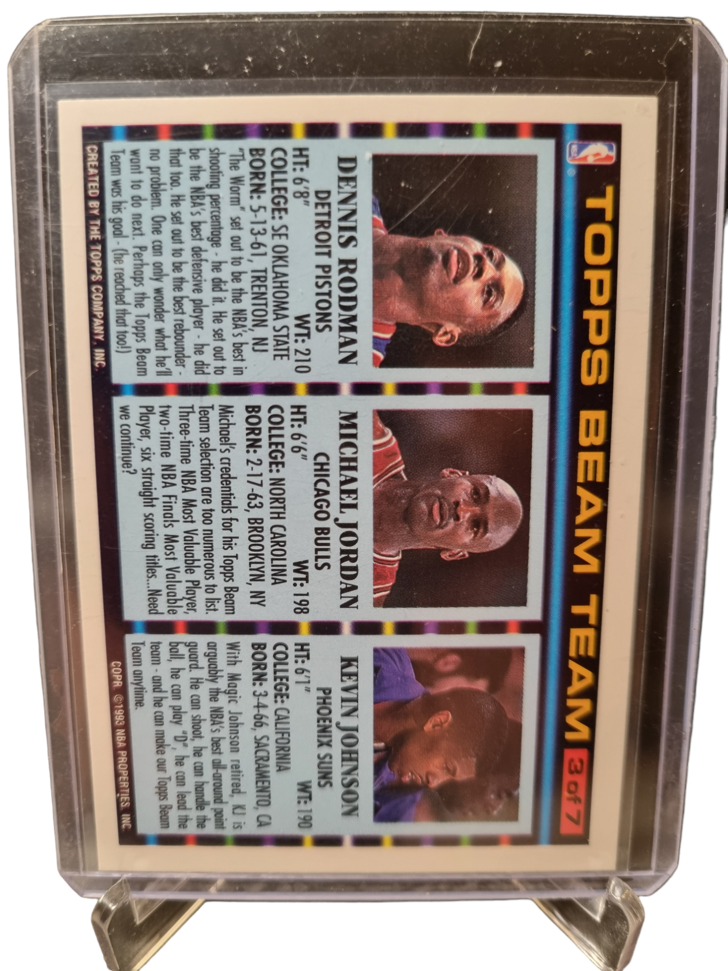 1993 Topps #3 of 7 Michael Jordan/Dennis Rodman/Kevin Johnson Beam Team