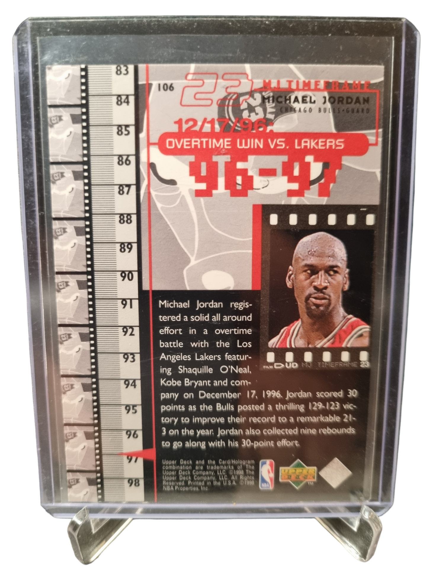 1998 Upper Deck #106 Michael Jordan Overtime Win VS Lakers