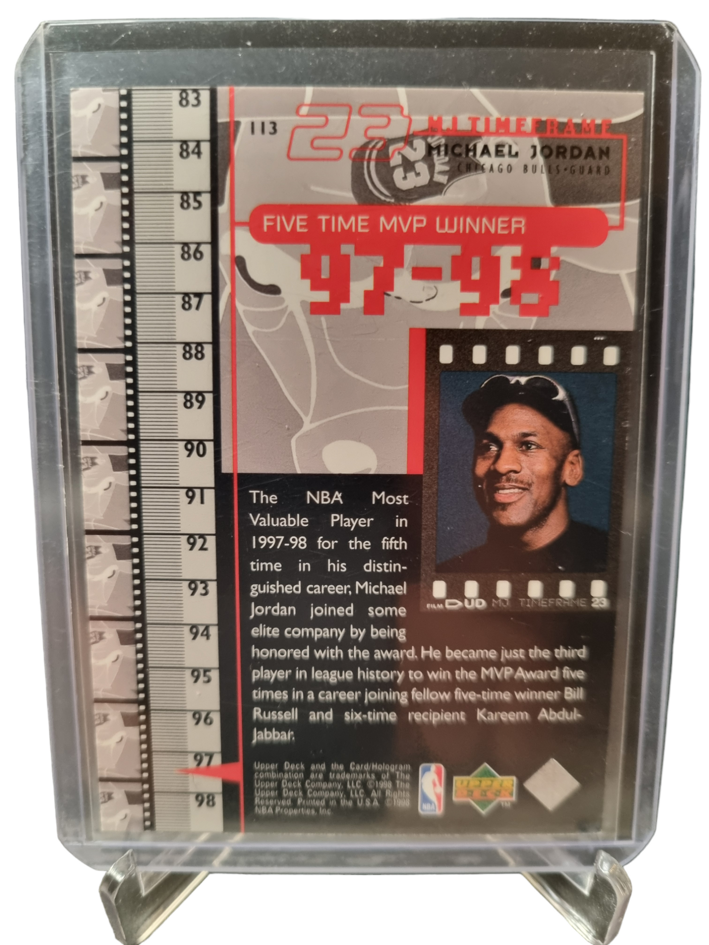 1998 Upper Deck #113 Michael Jordan Five Time MVP Winner