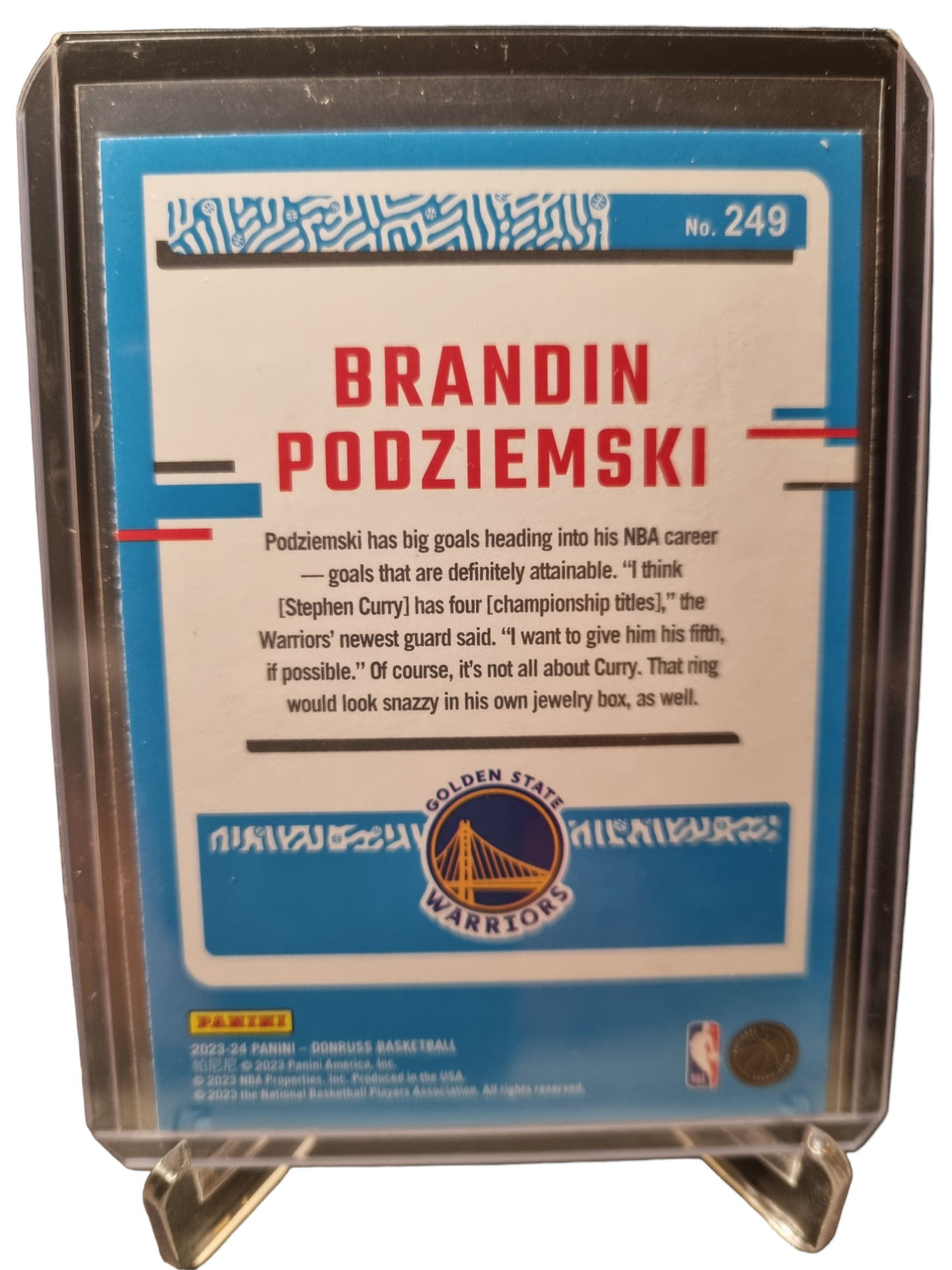 2023-24 Panini Donruss #249 Brandin Podziemski Rated Rookie